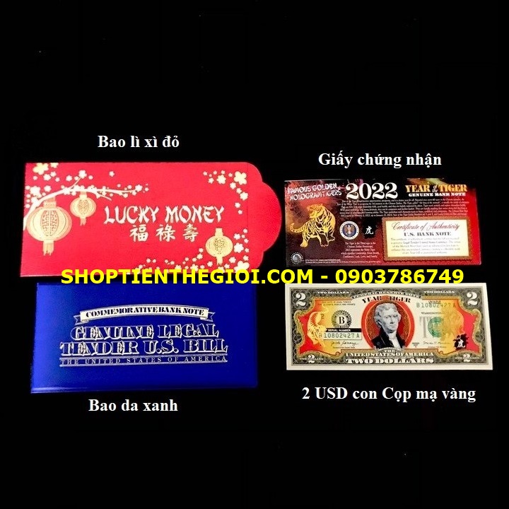 Tiền 2 USD Hình Con Cọp Mạ Vàng 2022 - SP005372